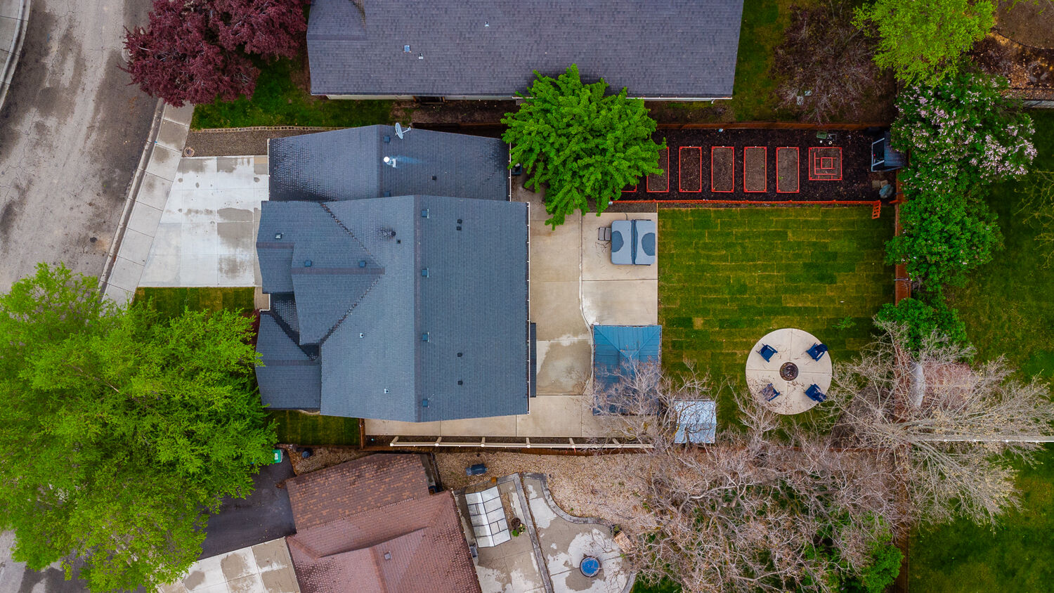 9095 W Dalton Place backyard aerial — Boise ID